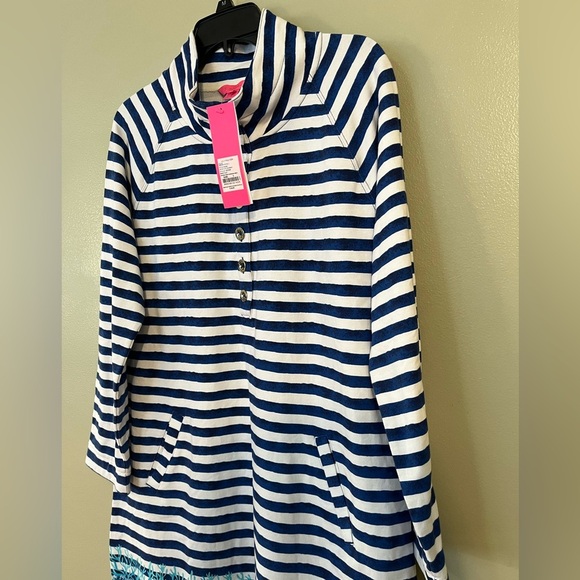 Lilly Pulitzer Navy and White Striped Long Sleeve Dress - Picture 10 of 14